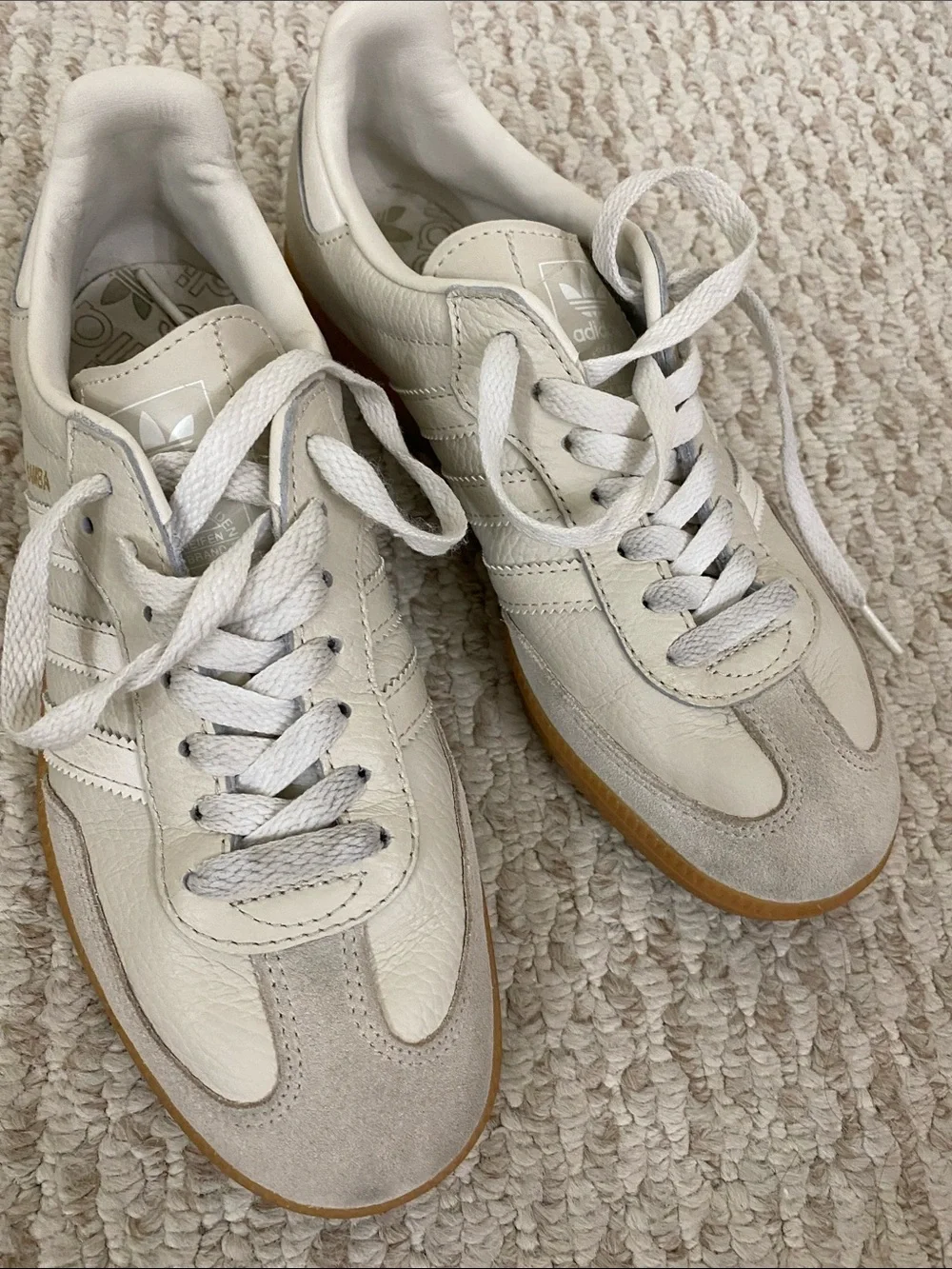 adidas Samba Leather Sneakers o in White with Gum Sole